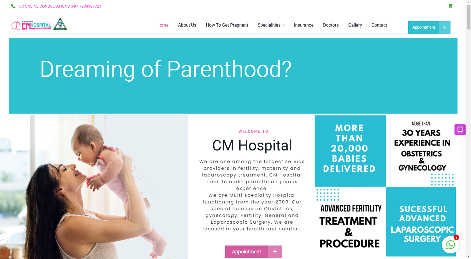 CM Hospital Website Design by MSLive Technologies