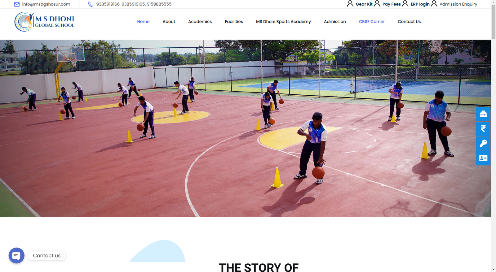 MSDhoni Global School Hosur Website Design by MSLive Technologies