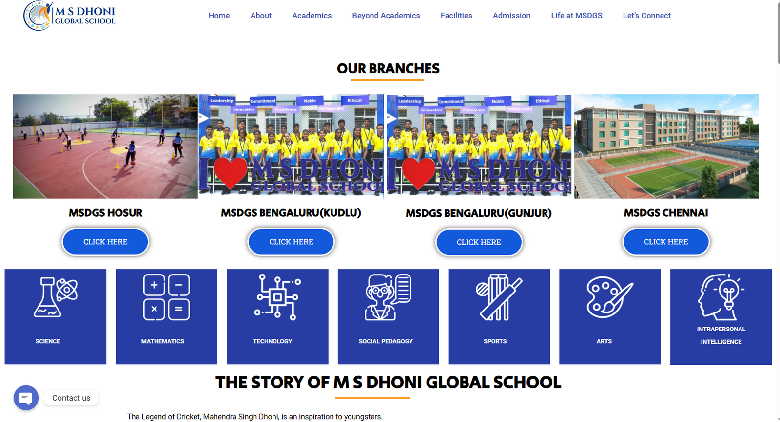 MSDhoni Global School Website Design by MSLive Technologies