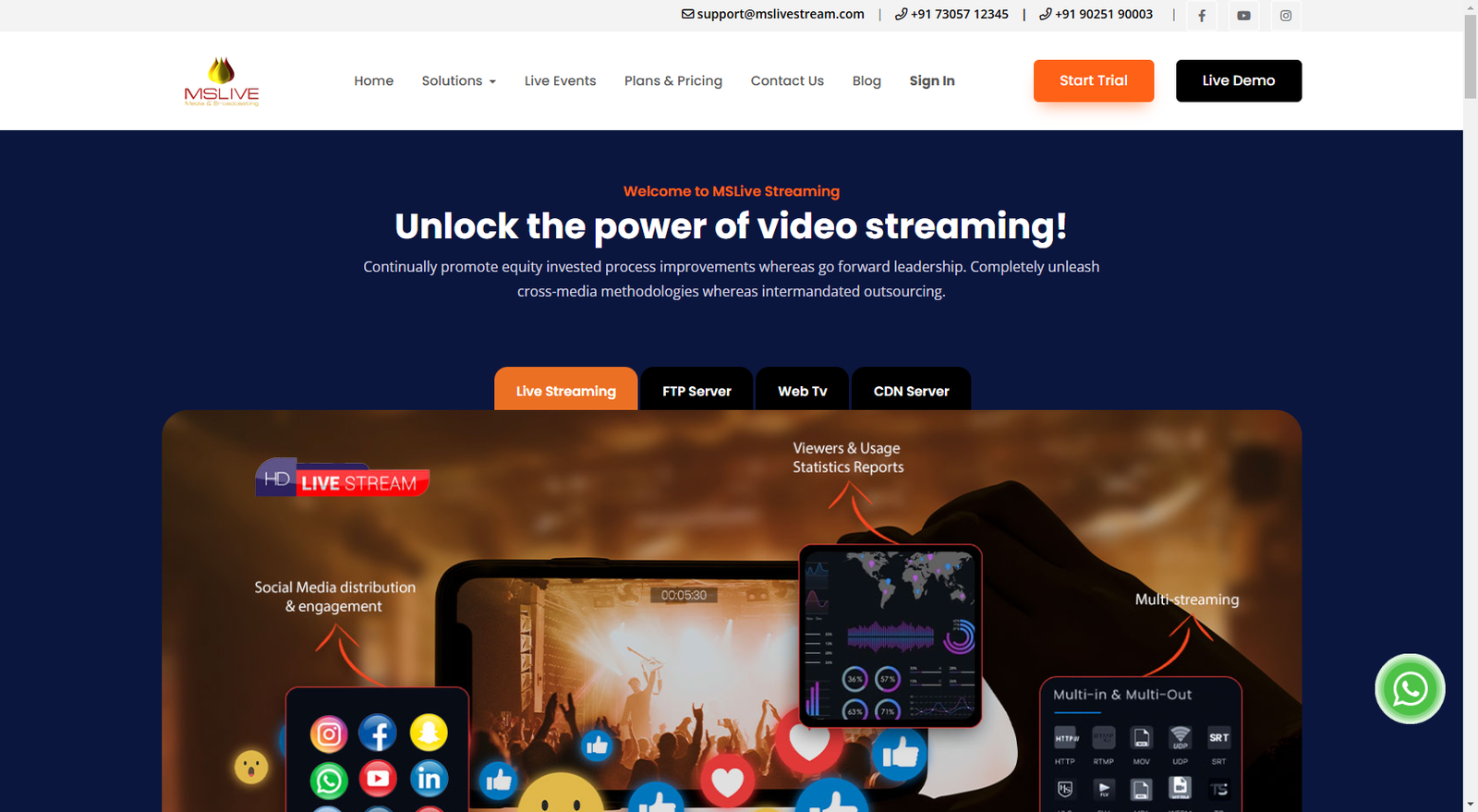 MSLive Stream Pvt Ltd Website Design by MSLive Technologies
