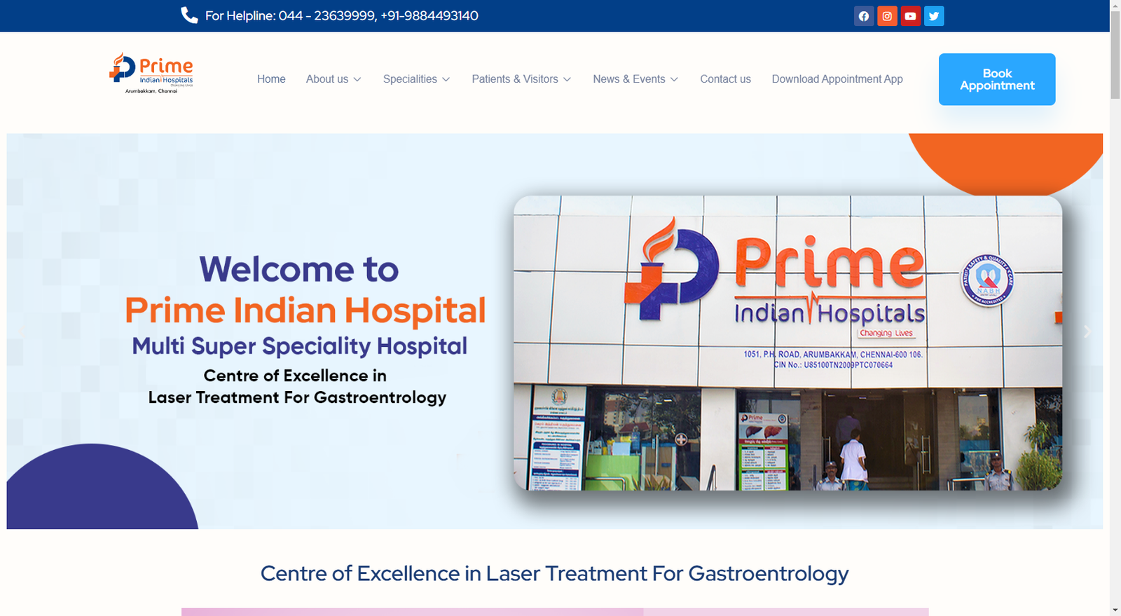 Prime Indian Hospitals Website Design by MSLive Technologies